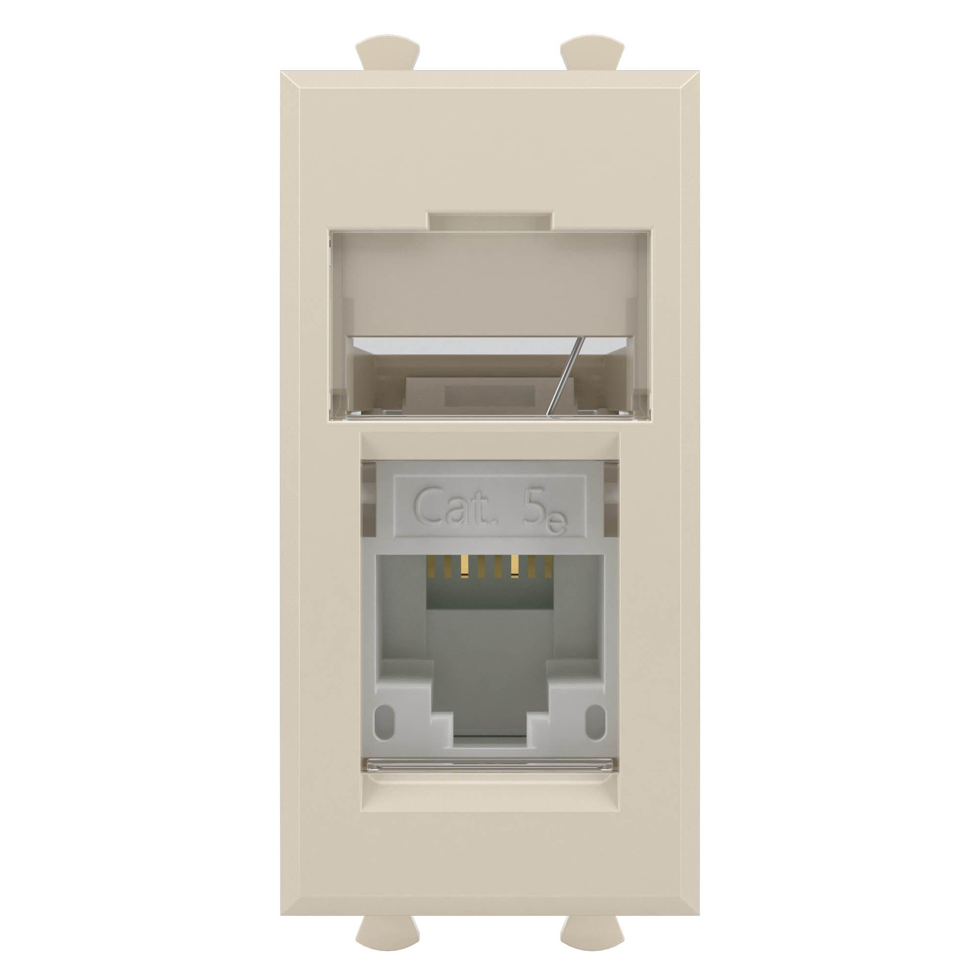 DKC Компьютерная розетка RJ-45 модульная, кат.5е, "Avanti", "Ванильная дымка", 1 модуль — миниатюра 2