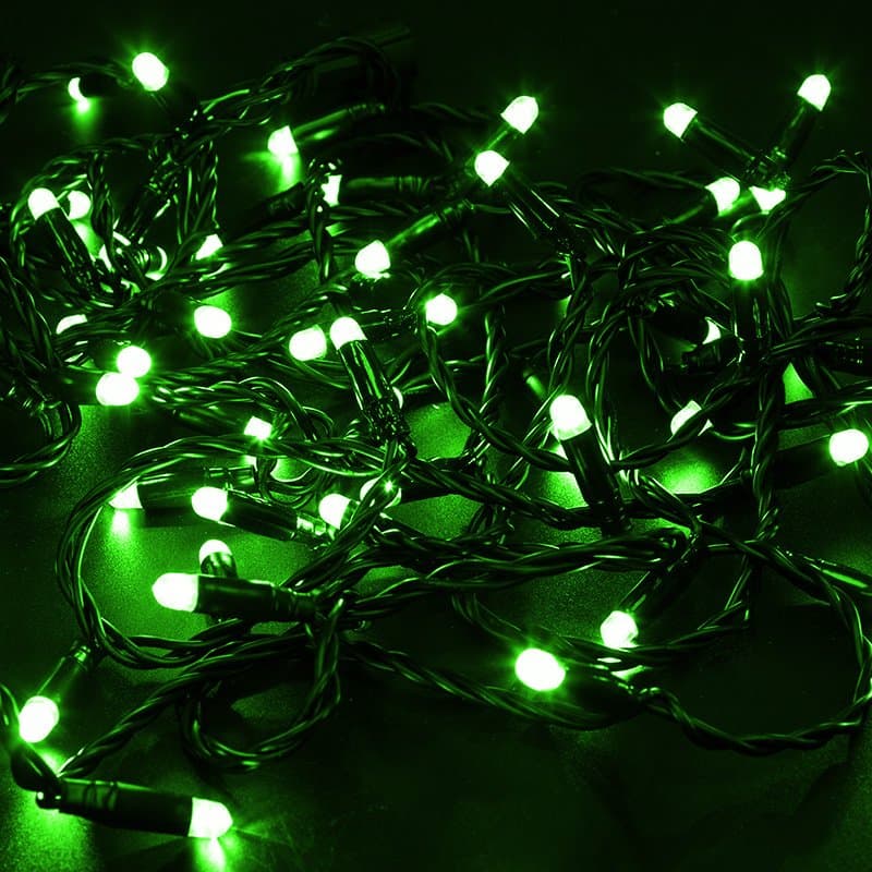 NEON-NIGHT Гирлянда Нить 10м, постоянное свечение, черный ПВХ, 24В, цвет: Зелёный 305-144