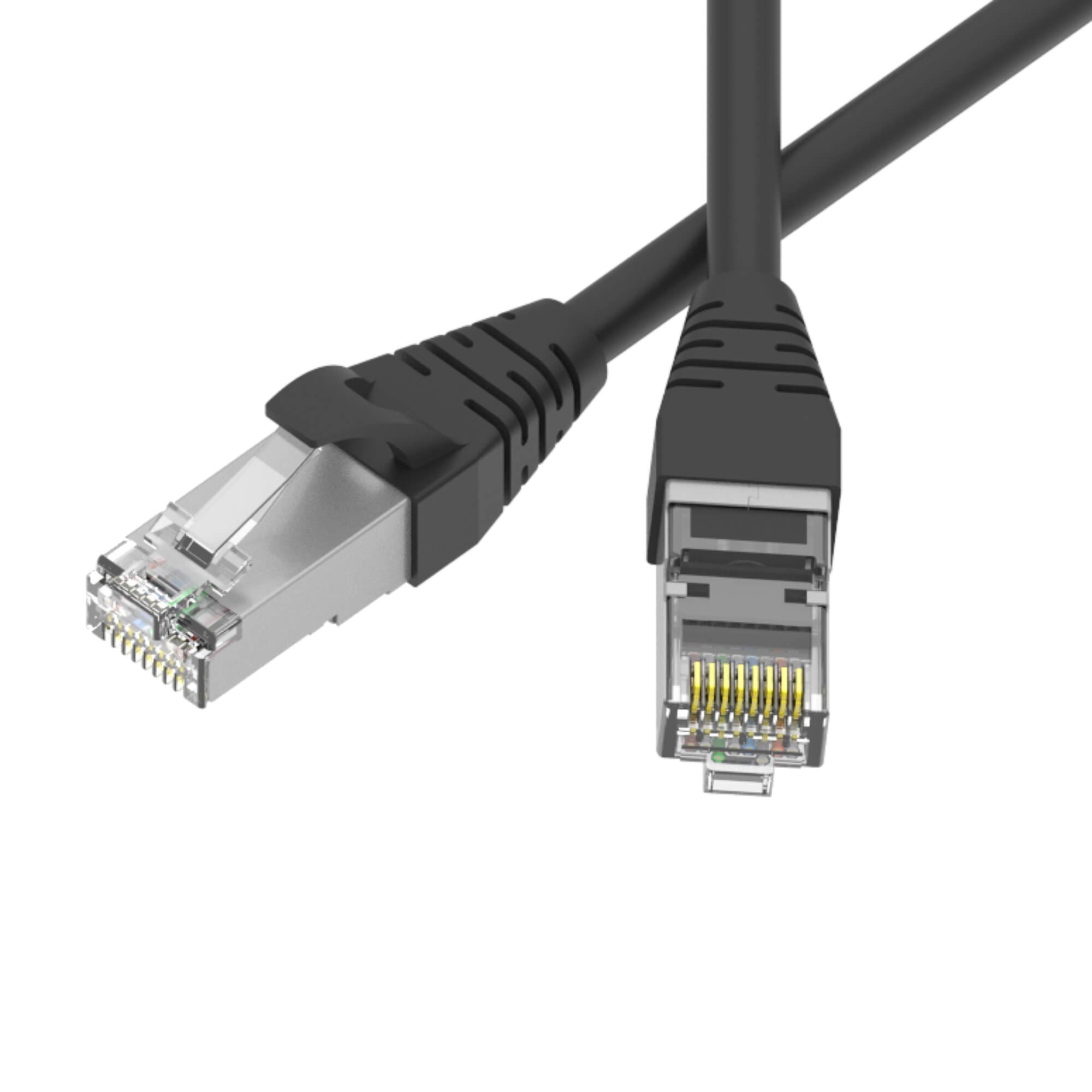 DKC Патч-корд экранированный SLIM CAT6 S/FTP 4х2, 28 AWG, LSZH, чёрный, 0,5м