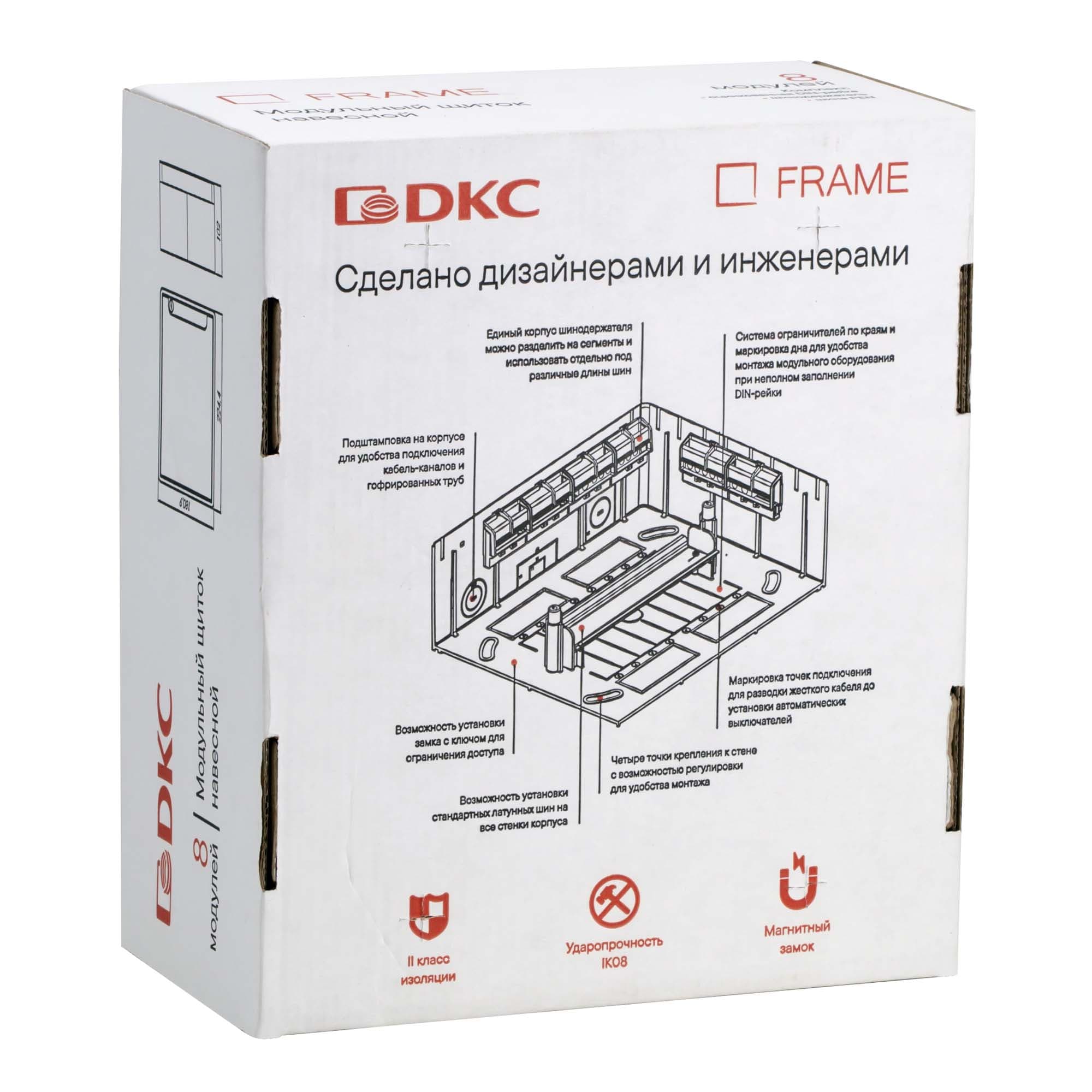 DKC FRAME Щиток 8 мод настенный , белый, с тонированной дверцей, с 2 шинами PEN на 6 и 8 отв. — миниатюра 6