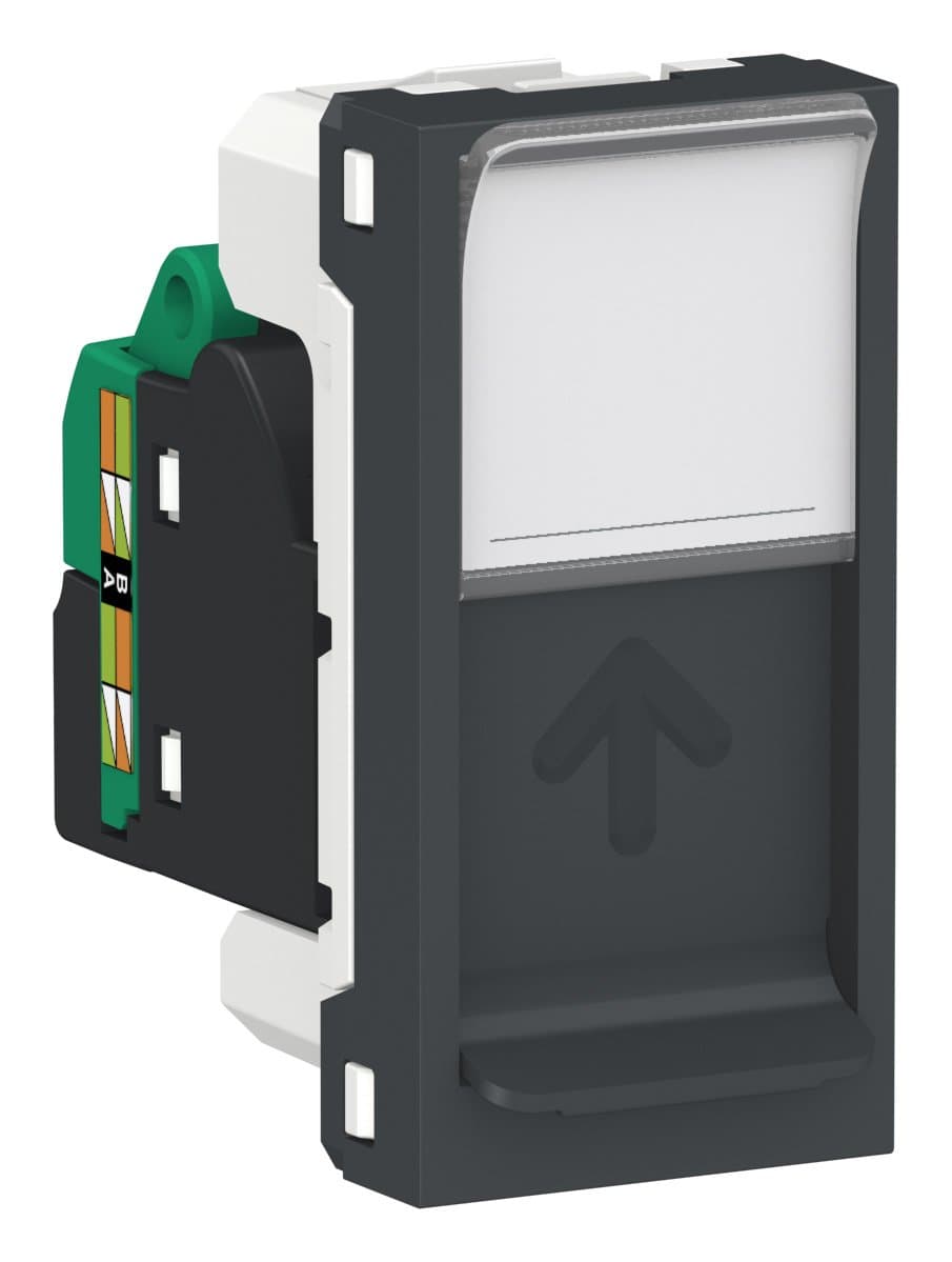 SE Unica Modular Антрацит Розетка компьютерная, RJ45, одиночная кат. 5е UTP, 1 модуль NU341054 — миниатюра 2