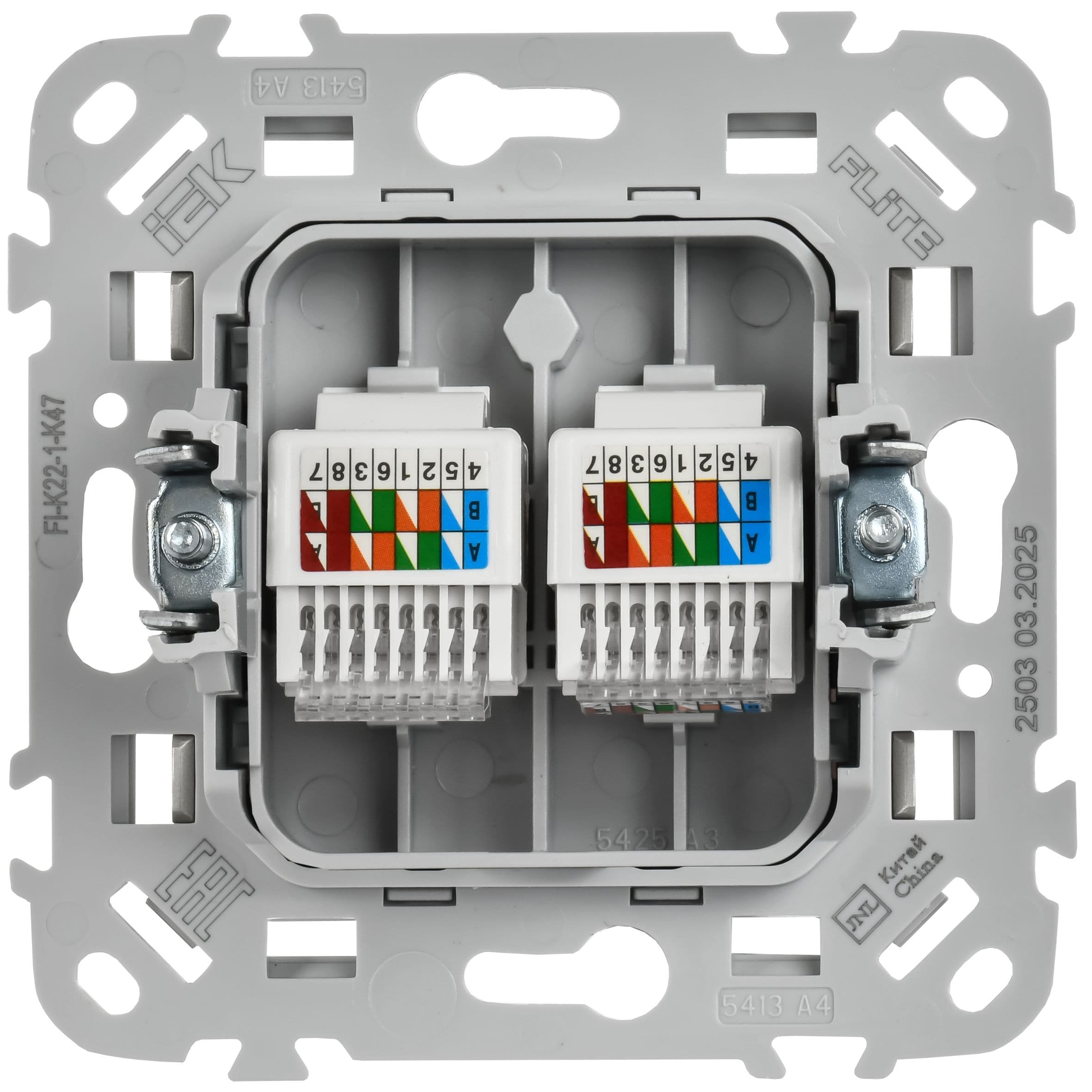 IEK FLITE Алюминий Розетка 2-местная компьютерная RJ45 категория 5Е UTP — миниатюра 3