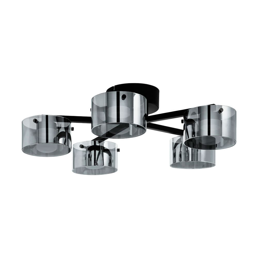 Eglo COPILLOS Светильник светодный потолочный димм, 5х7,2W(LED), Ø655, H175, 2850lm, сталь, черный/стекло с напыл., черный-прозрачный 39874