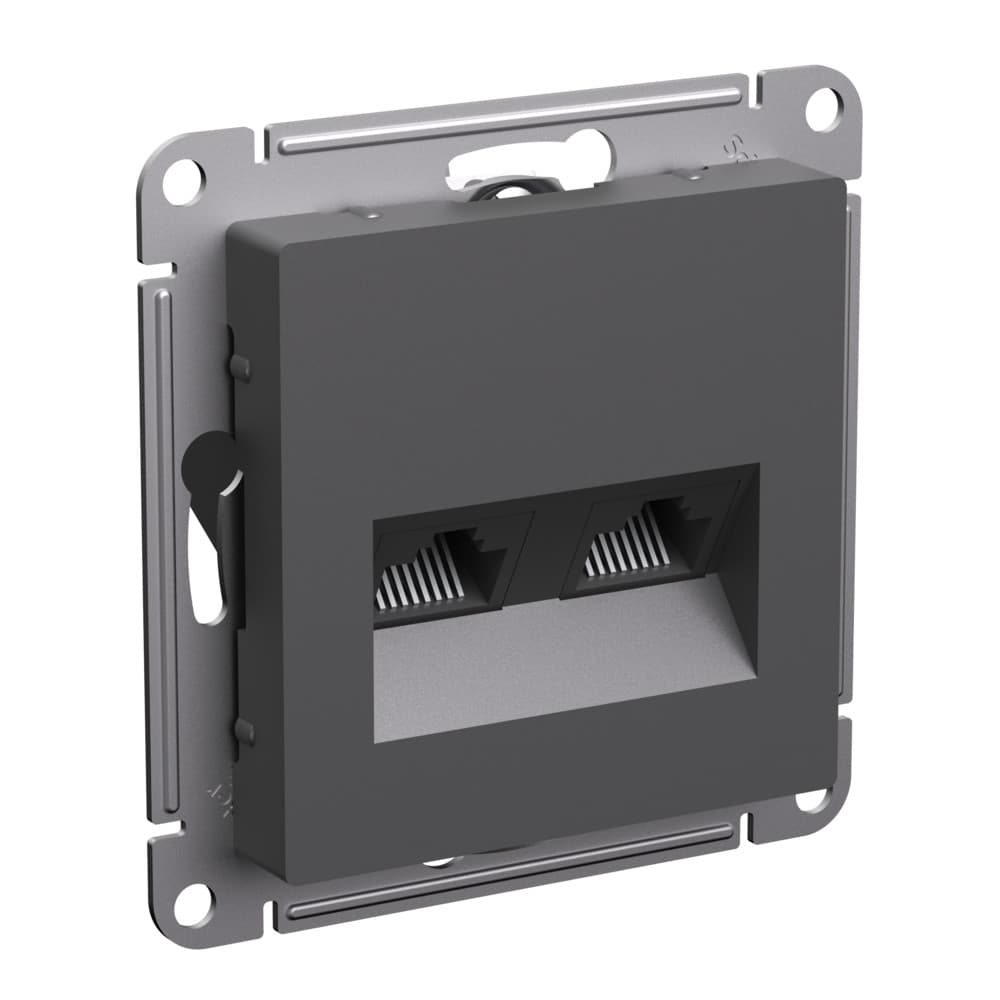 Systeme Electric AtlasDesign Базальт Розетка двойная компьютерная RJ45+RJ45, кат.5Е, механизм