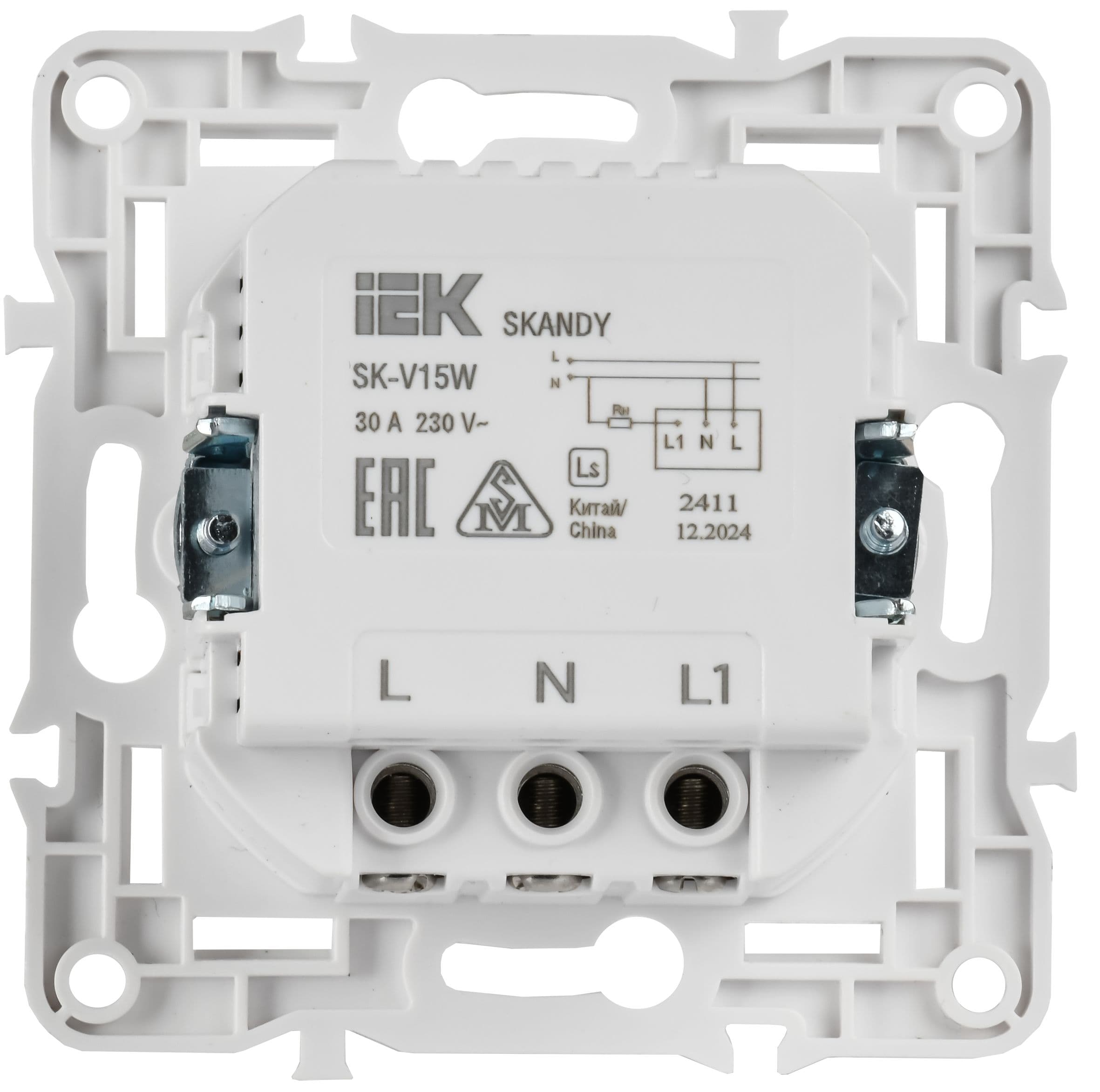 IEK SKANDY Арктический белый Выключатель карточный 30А SK-V15W — миниатюра 3