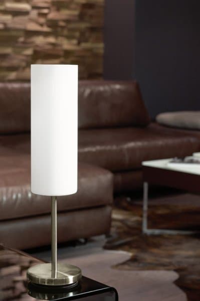 Eglo Лампа настольная TROY 3, 1X60W (E27), H460, никель/белый 85981 — миниатюра 1