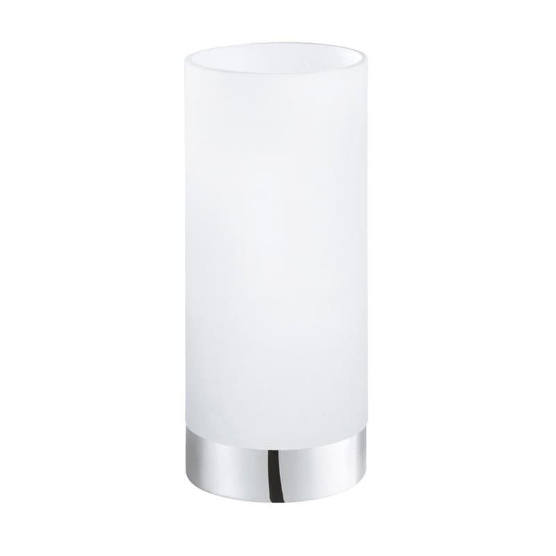 Eglo Лампа настольная DAMASCO 1, 1х60W(E27), Ø100, H215, сталь, хром/cатиновое стекло, белый 95776
