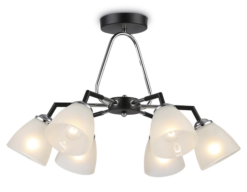 Ambrella Светильник подвесной TR303294/6 BK/CH/FR черный/хром/белый матовый E27*6 max 60W D590*380
