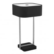 Eglo 39969 Настольная лампа SAVAZZA, 2x40W, E27, L290, B290, H535, основание: B180, T180, сталь, черный, серебряный/текстиль, пластик, черный, белый