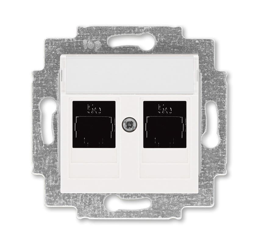 ABB EPJ Levit жемчуг / ледяной Розетка компьютерная, 2хRJ45 кат,5e, жемчуг 2CHH295118A6068