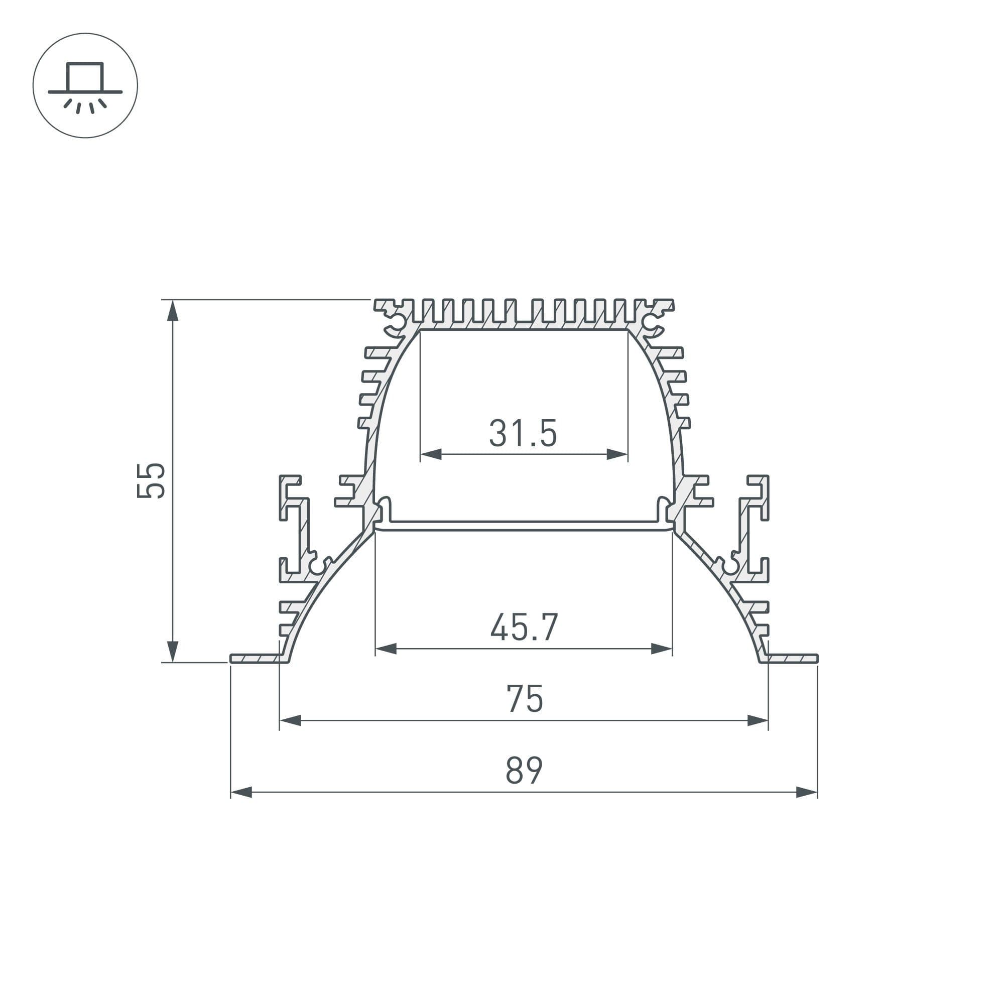 Arlight Профиль ARH-POWER-W90-F-COMFORT-2000 ANOD (Алюминий) 036357 — миниатюра 3