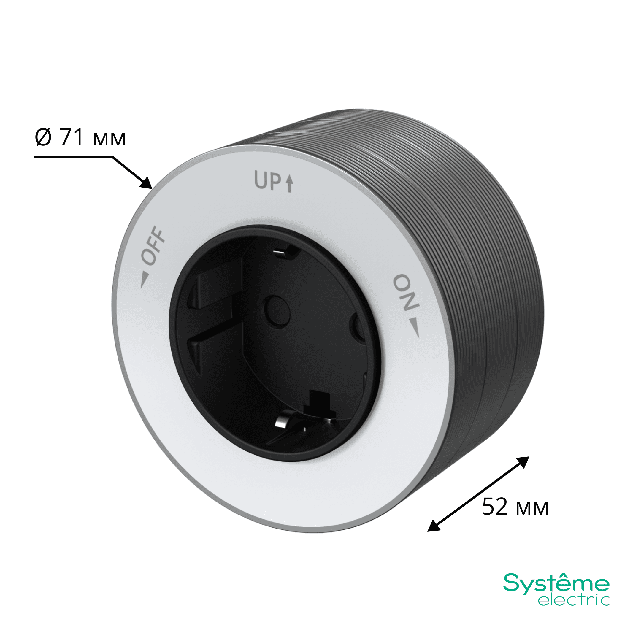 Systeme Electric MultiTrack Розетка 2К+З круглая 16А/250В Белый — миниатюра 2