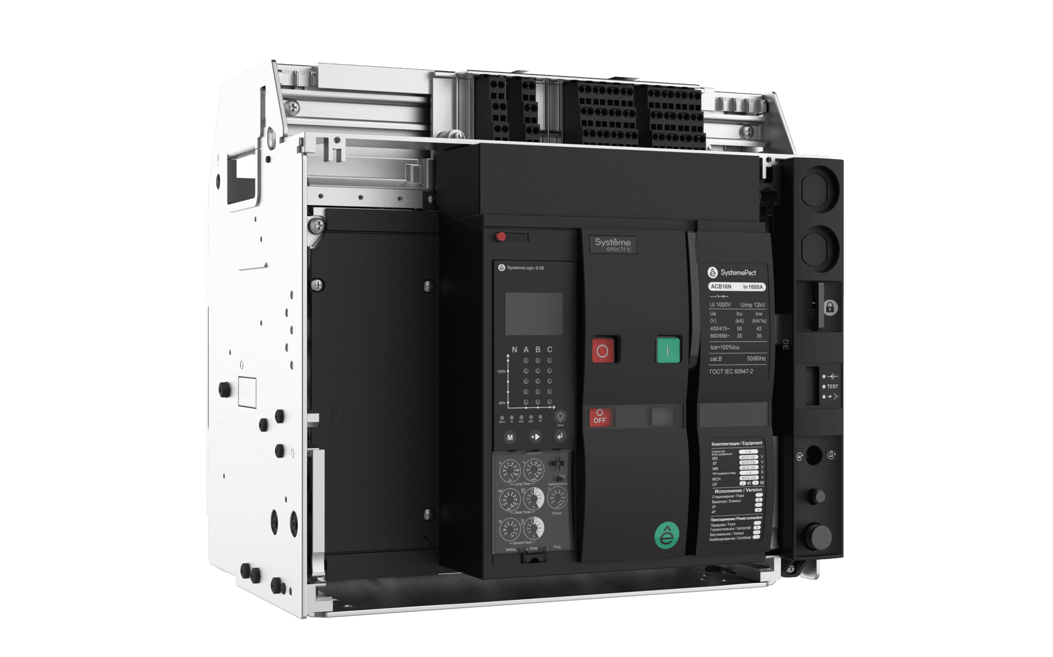 Systeme Electric Автоматический выключатель SPA1 1000A 50KA 3P вык ГП 6.0H SGR. 4NO+4NC MCH+XF+MX AC230V