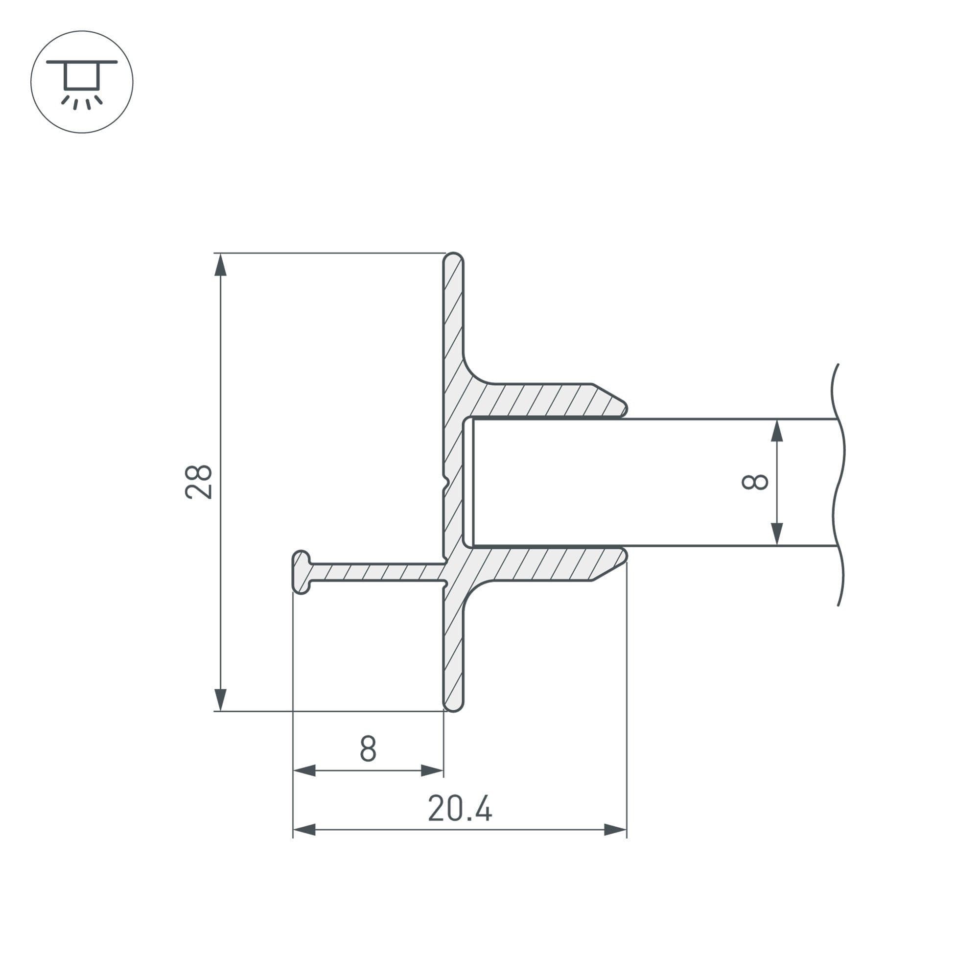Arlight Профиль TOP-GLASS8-2D-2000 (Алюминий) 016976 — миниатюра 2