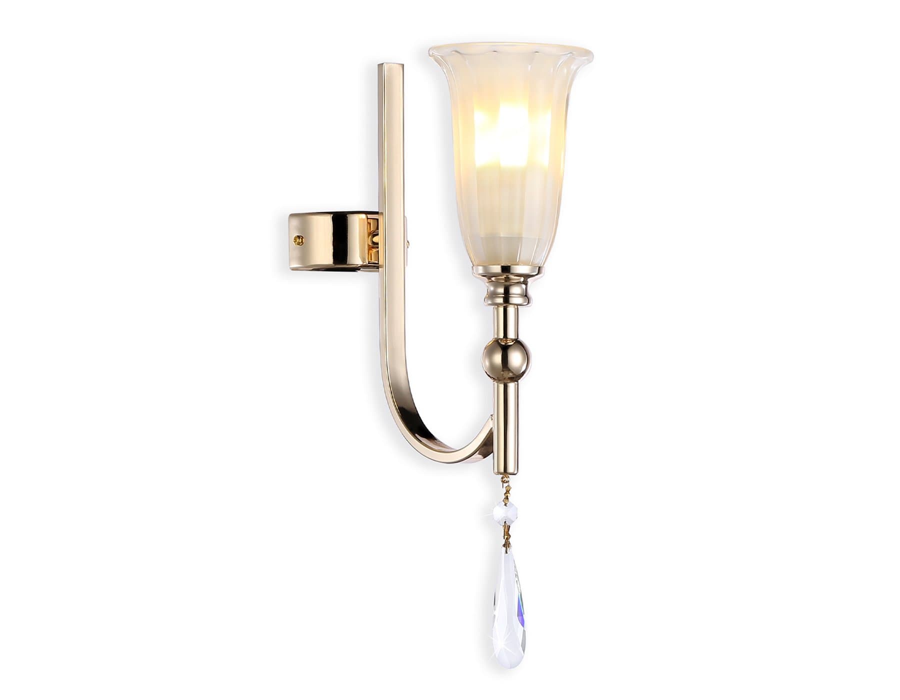 Ambrella Настенный светильник с хрусталем TR3254 GD/FR золото/белый матовый E14 max 40W 375*100*225