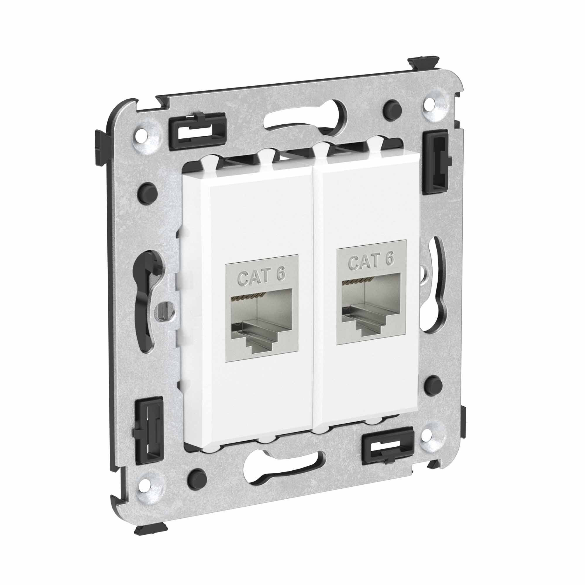 DKC Компьютерная розетка RJ-45 без шторки в стену, кат.6 двойная экранированная, "Avanti", "Белое облако" — миниатюра 2