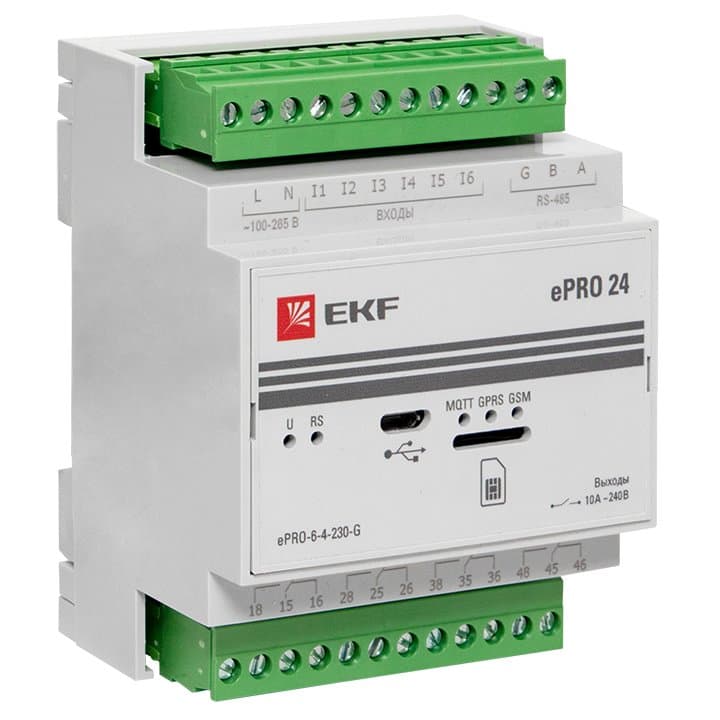 EKF PROxima Модуль базовый ePRO удаленного управления 6вх\4вых 230В GSM ePRO-6-4-230-G