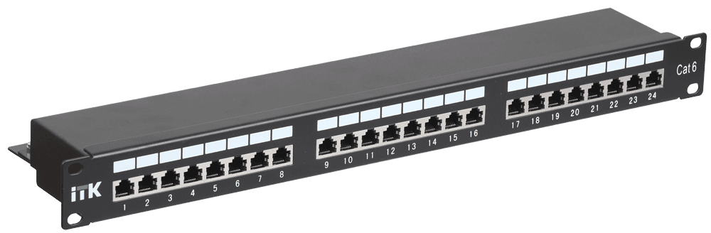 IEK ITK 1U патч-панель кат.6 STP, 24 порта (Dual), с кабельным органайзером PP24-1UC6S-D05