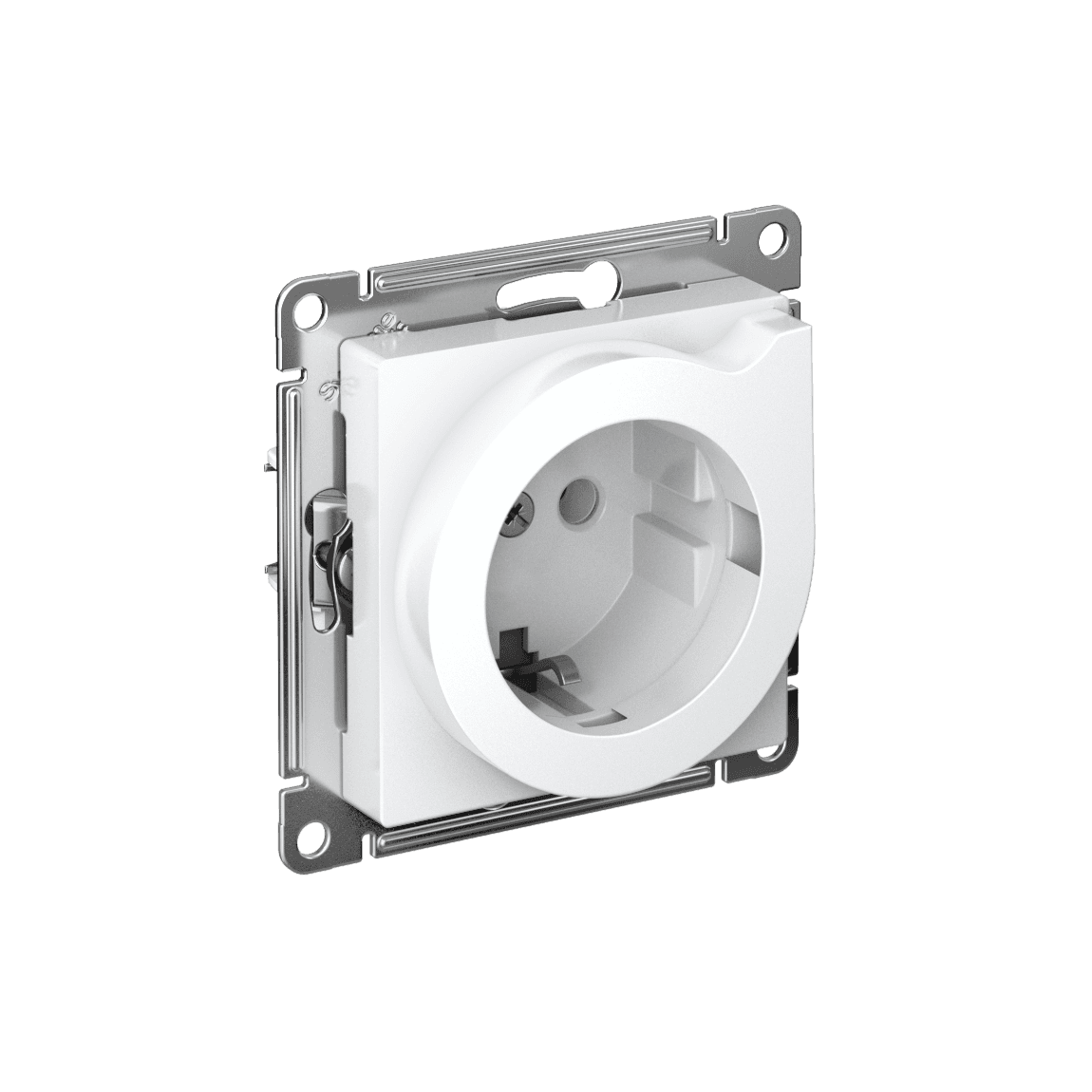 Systeme Electric AtlasDesign Белый Розетка с заземлением со шторками с выталк., 16А,мех., быстрозажим. клем.