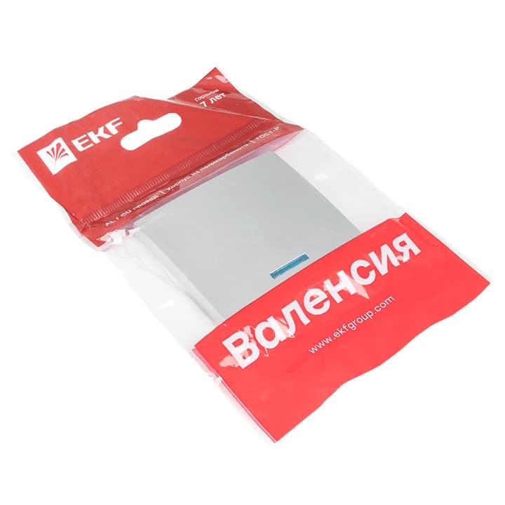 EKF PROxima Валенсия лицевая панель выключателя 1-кл. с индикатором 10А сталь — миниатюра 2