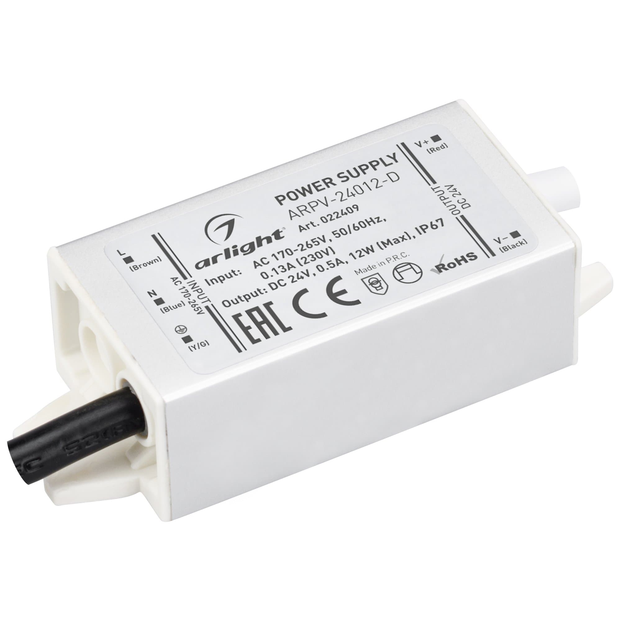 Arlight Блок питания ARPV-24012-D (24V, 0.5A, 12W) (IP67 Металл, 3 года) 022409