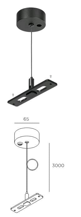 Technolight Потолочная база с подвесом 3м черная 83003-BK