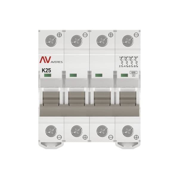 EKF Выключатель автоматический AV-6 DC 4P 25A (K) 6kA AVERES — миниатюра 3