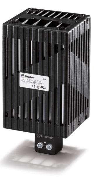 Finder Щитовые электронагреватели; электропитание 110…250В AC/DC; тепловая мощность 100Вт; установка на рейку 35мм; степень защиты IP20 7H5102300100