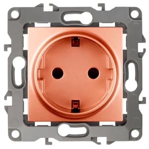 ЭРА 12-2102-14 Розетка 2P+E Schuko со шторками, 16A-250В, IP20, 12, Медь