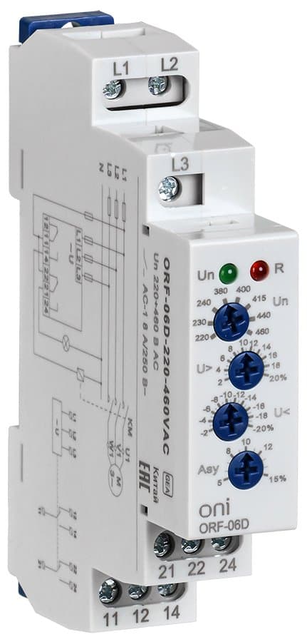 IEK ONI Реле фаз ORF-06D 3ф 2 контакта 220-460В AC