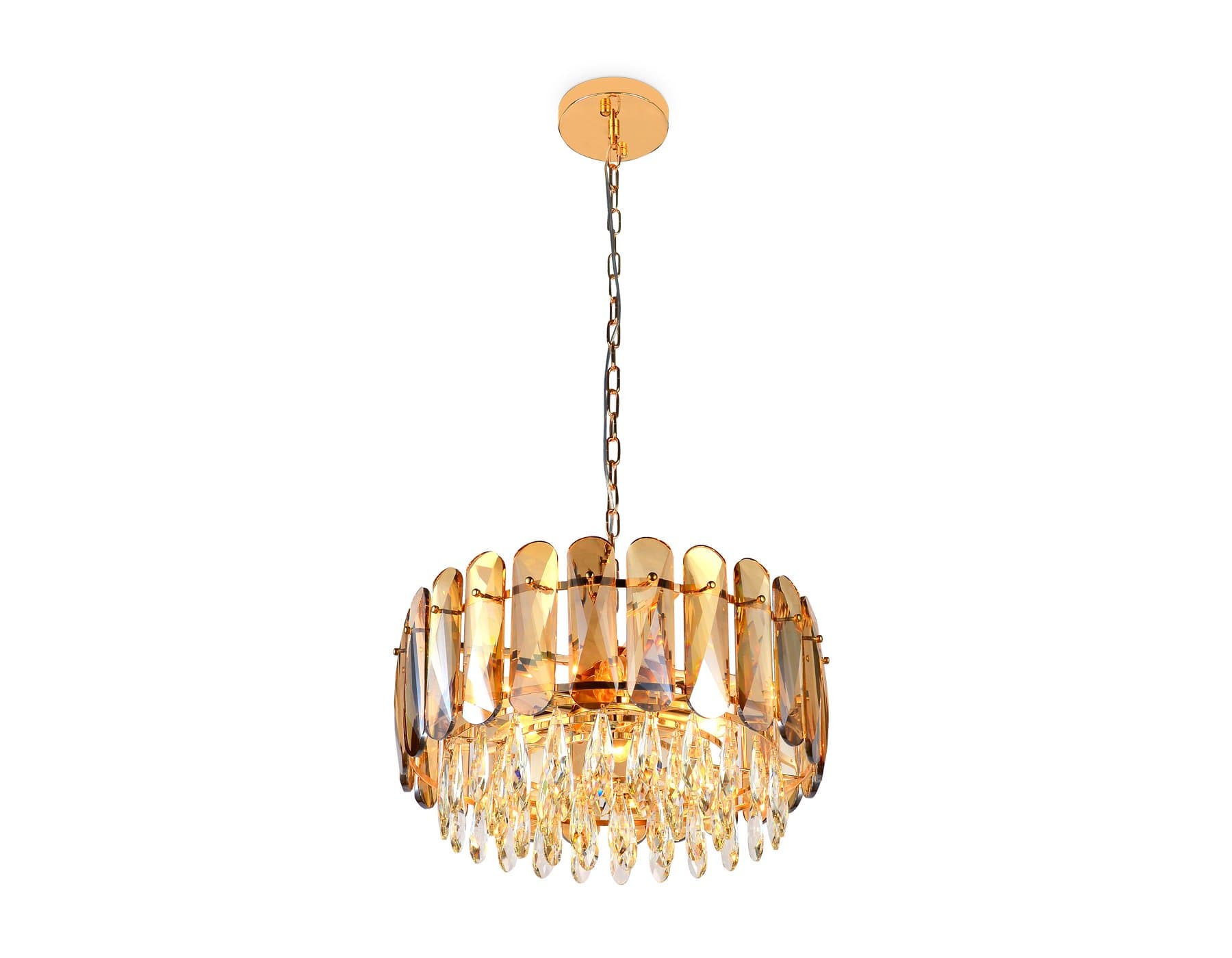 Ambrella Подвесная люстра TR5071/6 GD/TI/CL золото/янтарь/прозрачный E14/6 max 40W D500*950 — миниатюра 4