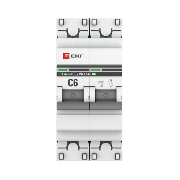 EKF PROxima Автоматический выключатель 2P 6А (C) 6кА ВА 47-63 DC mcb4763-DC-2-06C-pro — миниатюра 3