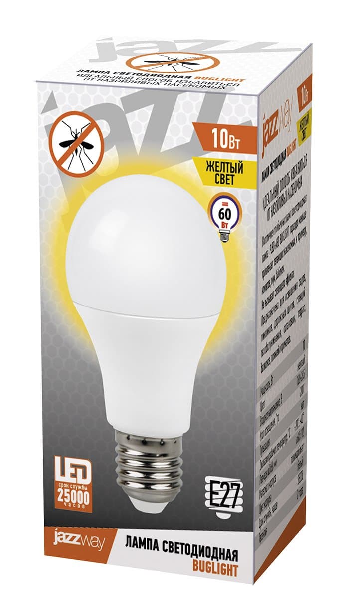 Jazzway Лампа светодиодная PLED-A60 Buglight 10W YelloW E27 .5008960 — миниатюра 3