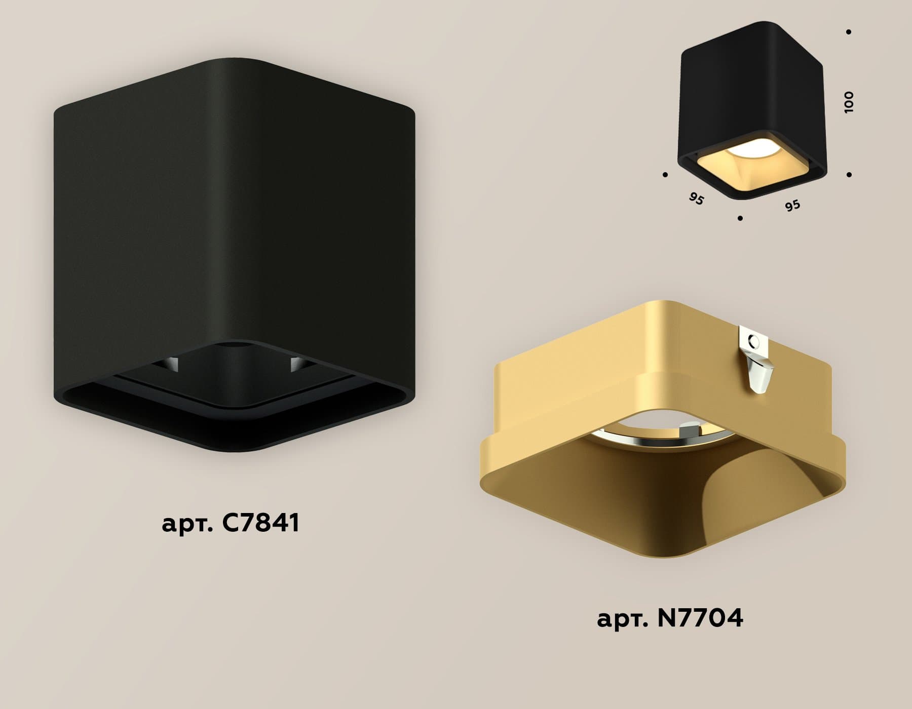 Ambrella Комплект накладного светильника XS7841004 SBK/SGD черный песок/золото песок MR16 GU5.3 (C7841, N7704) — миниатюра 3