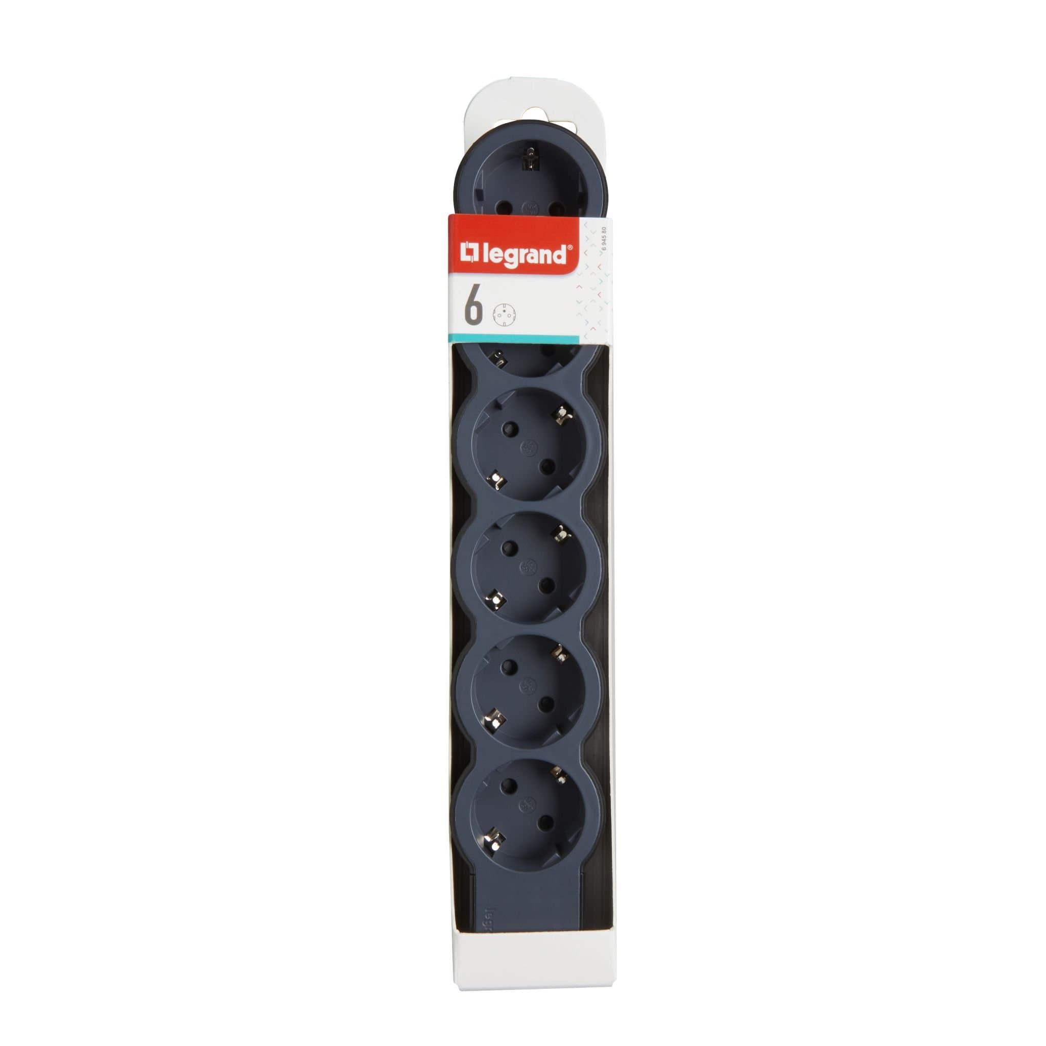 Legrand Revolution Стандарт Черный Удлинитель 6x2К+З, без кабеля 694580 — миниатюра 2