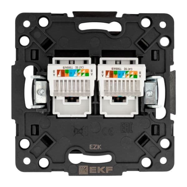 EKF Стокгольм Механизм Розетки RJ-45 2-местной черный — миниатюра 4