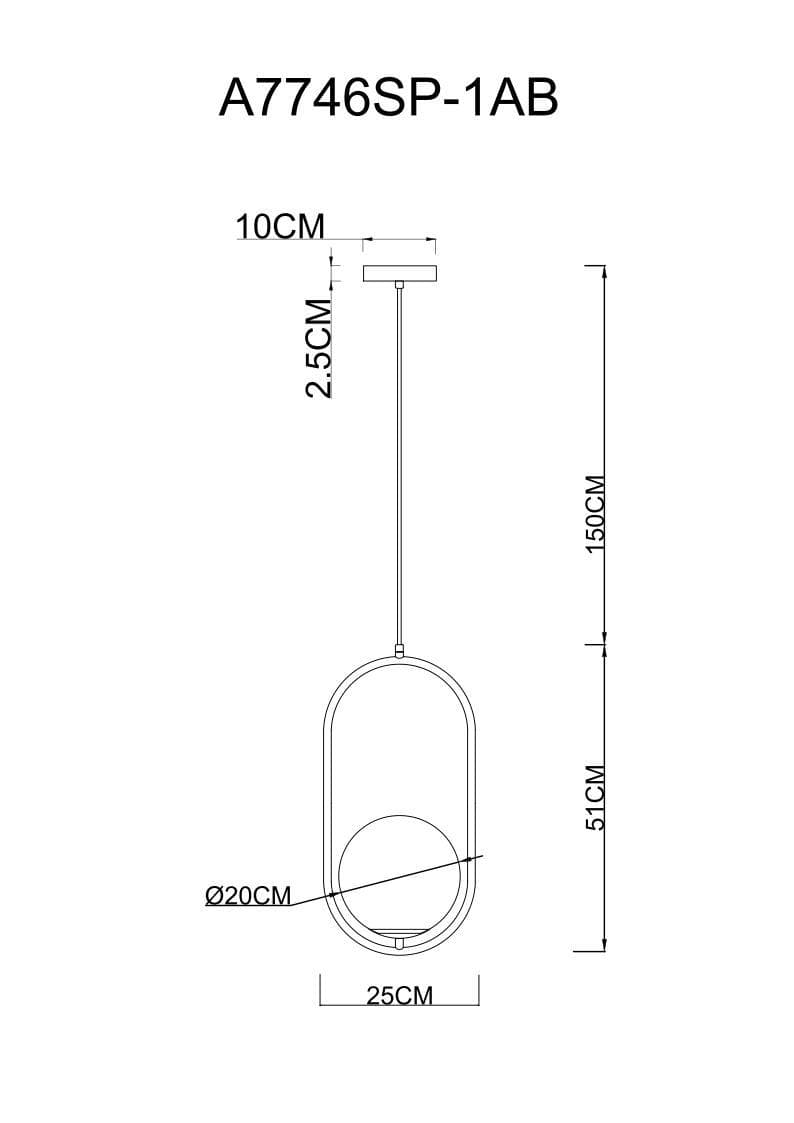 Arte Lamp A7746SP-1AB Светильник подвесной — миниатюра 3