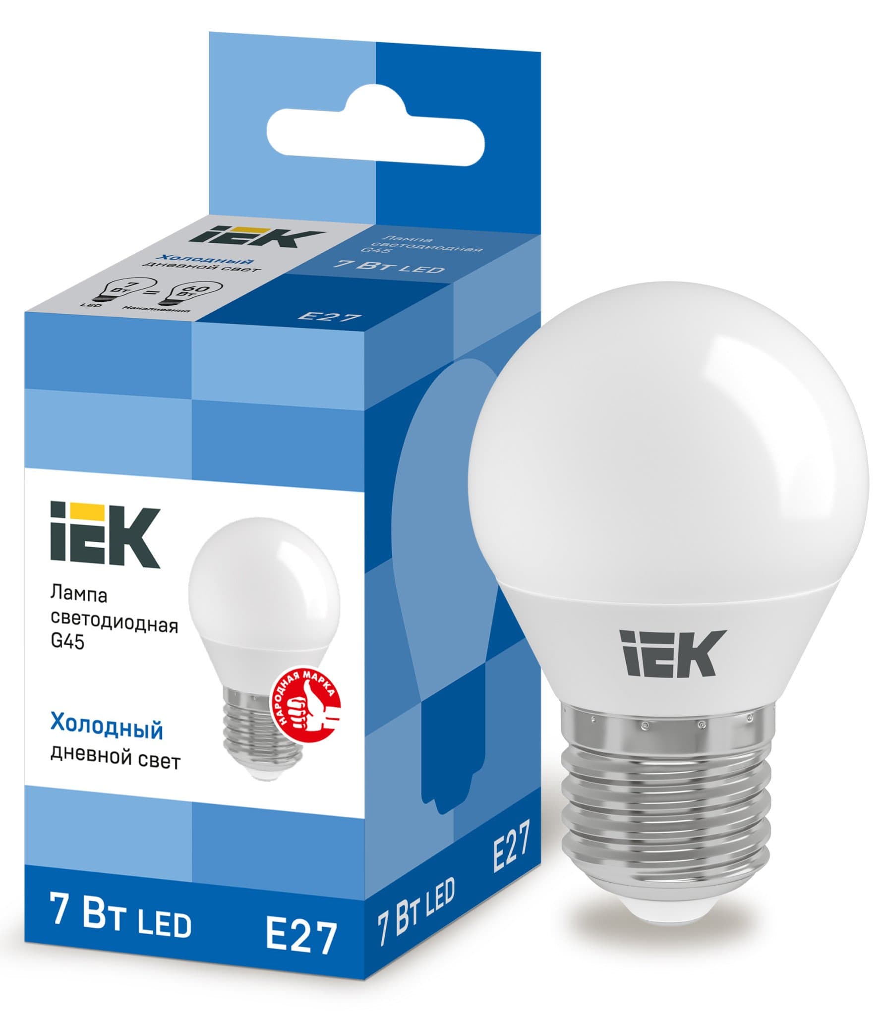 IEK Лампа светодиодная ECO G45 шар 7Вт 230В 6500К E27 — миниатюра 1