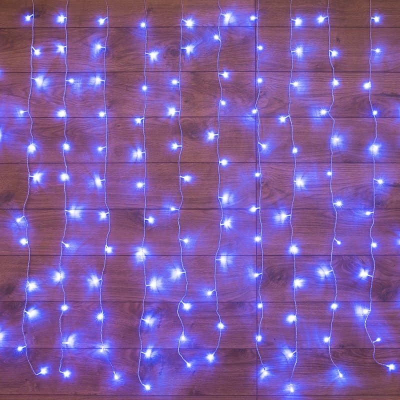 NEON-NIGHT Гирлянда "Светодиодный Дождь" 1,5х1м, свечение с динамикой, прозрачный провод, 230 В, диоды СИНИЕ 235-023