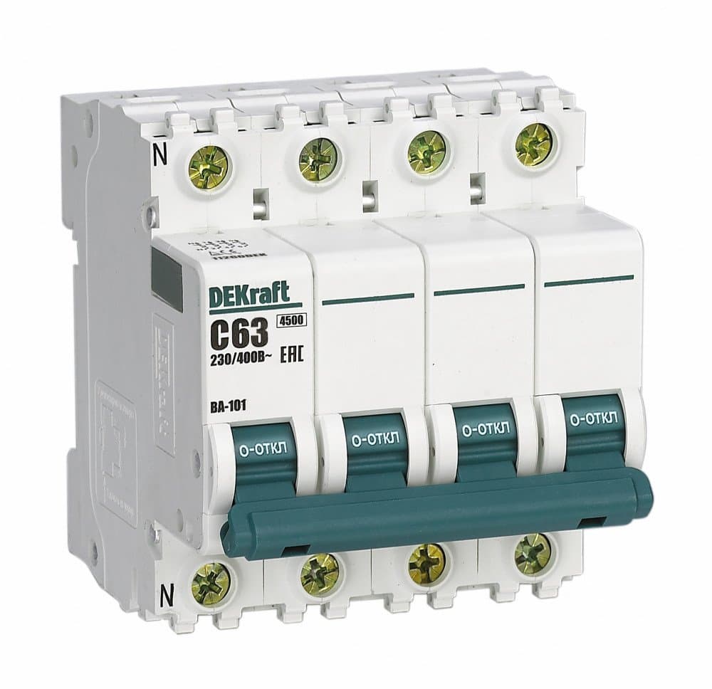Dekraft Автоматический выключатель 3P+N 63А х-ка C ВА-101 4,5кА 11260DEK