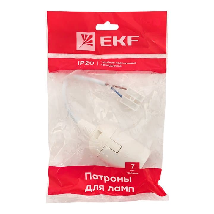 EKF PROxima Патрон Е27 подвесной с клеммной колодкой пласт бел. индивидуальный пакет LHP-E27-w-p — миниатюра 3