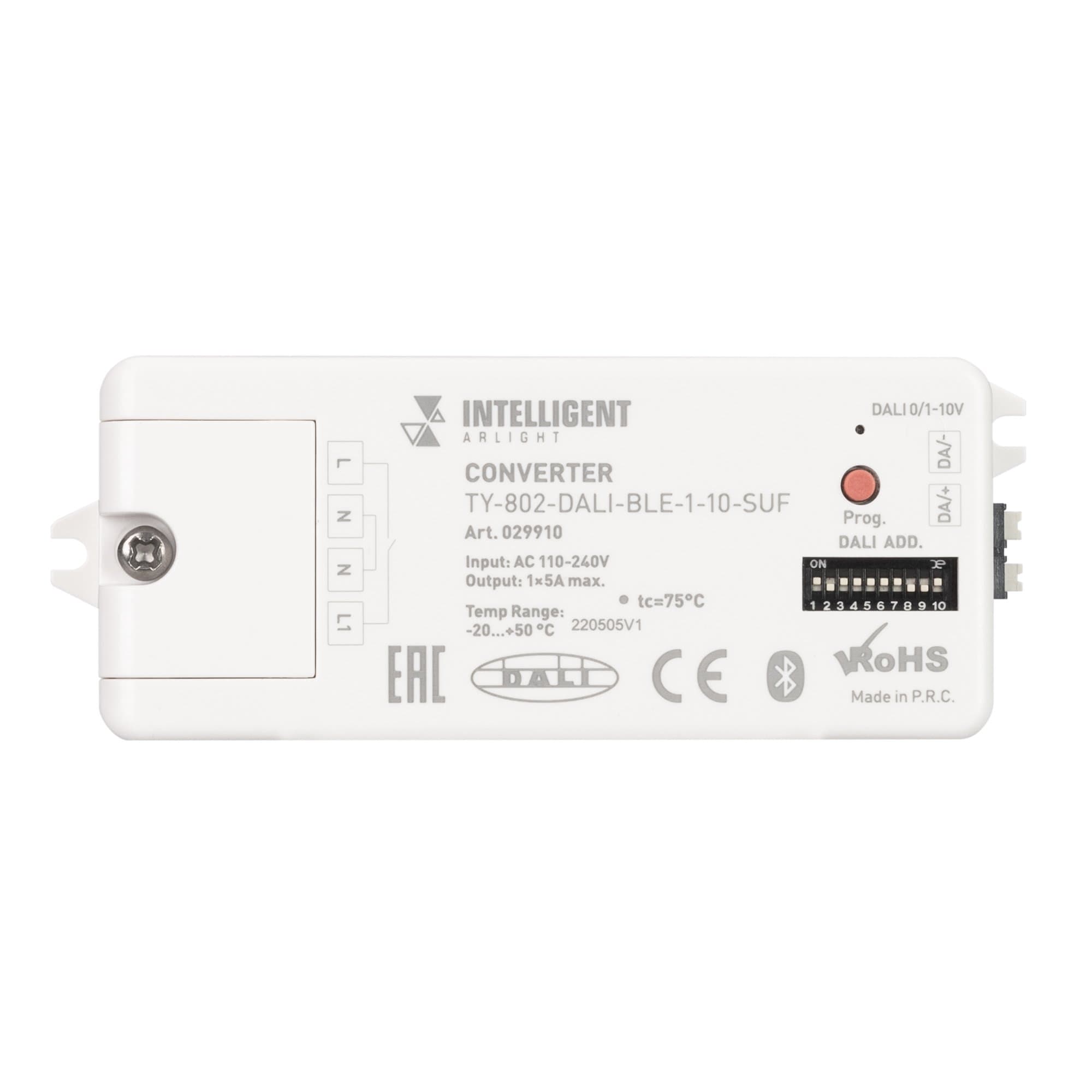 Arlight INTELLIGENT Конвертер TY-802-DALI-BLE-1-10-SUF (230V, 10A, DALI, 0-10V) (INTELLIGENT -) 029910 — миниатюра 2