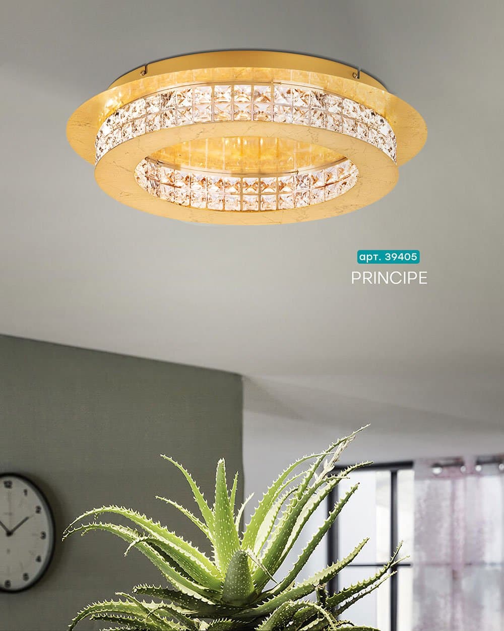 Eglo 39405 Светодиодный потолочн светильник PRINCIPE, 10x3,15W(LED), сталь, золотистый, кристаллы, прозрачный — миниатюра 2