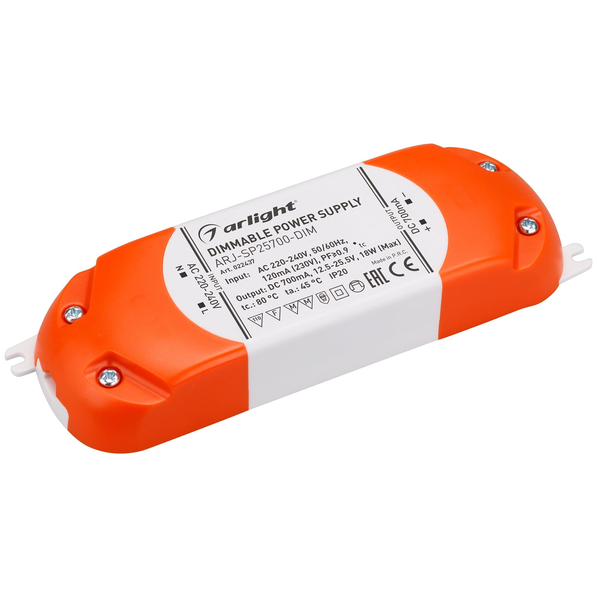 Arlight Блок питания ARJ-SP25700-DIM (18W, 700mA, PFC, Triac) (IP20 Пластик, 3 года) 022437