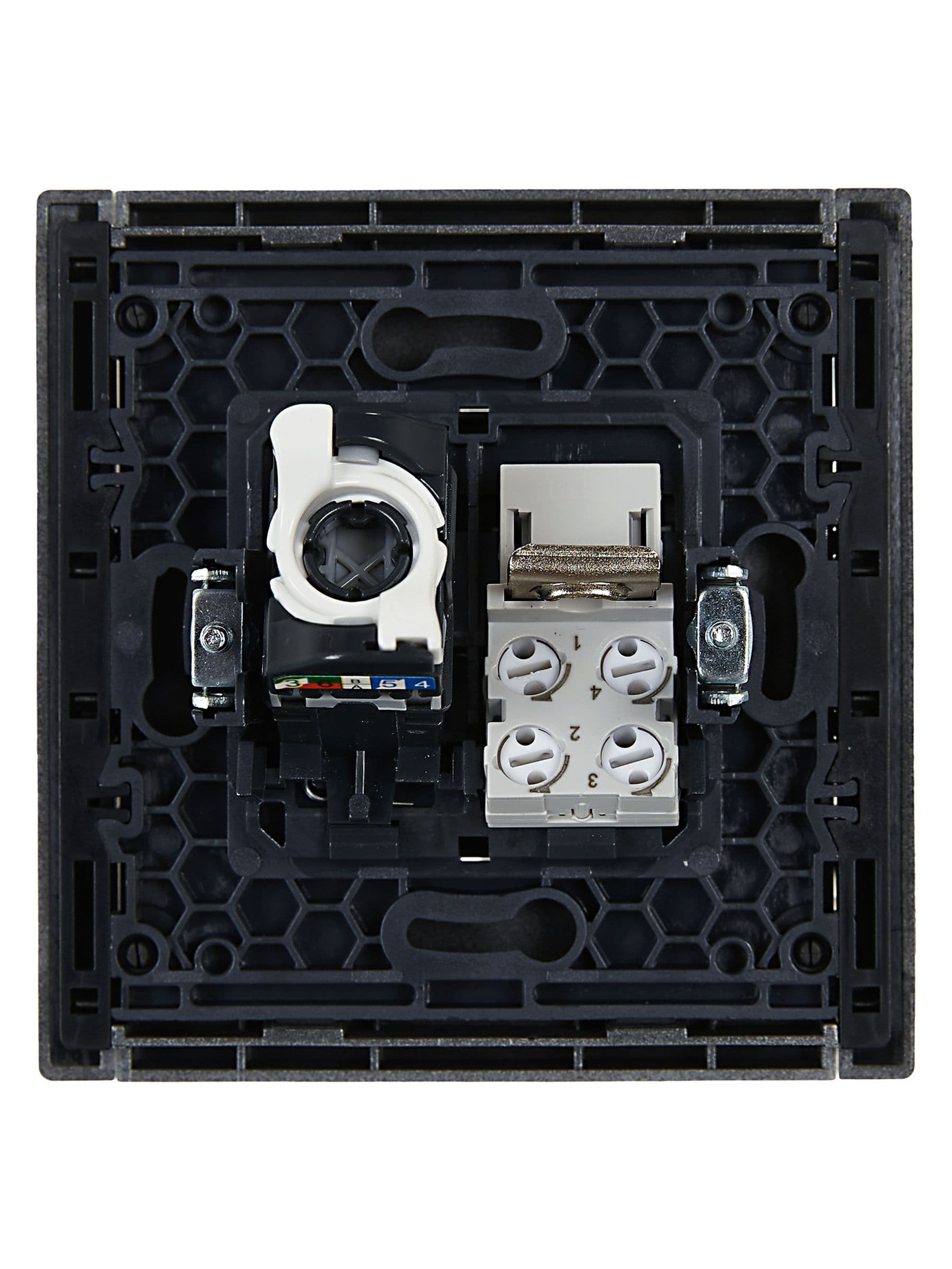 IEK FORTE&PIANO Сталь Розетка двойная RJ11+RJ45 кат.5E FP535 — миниатюра 3