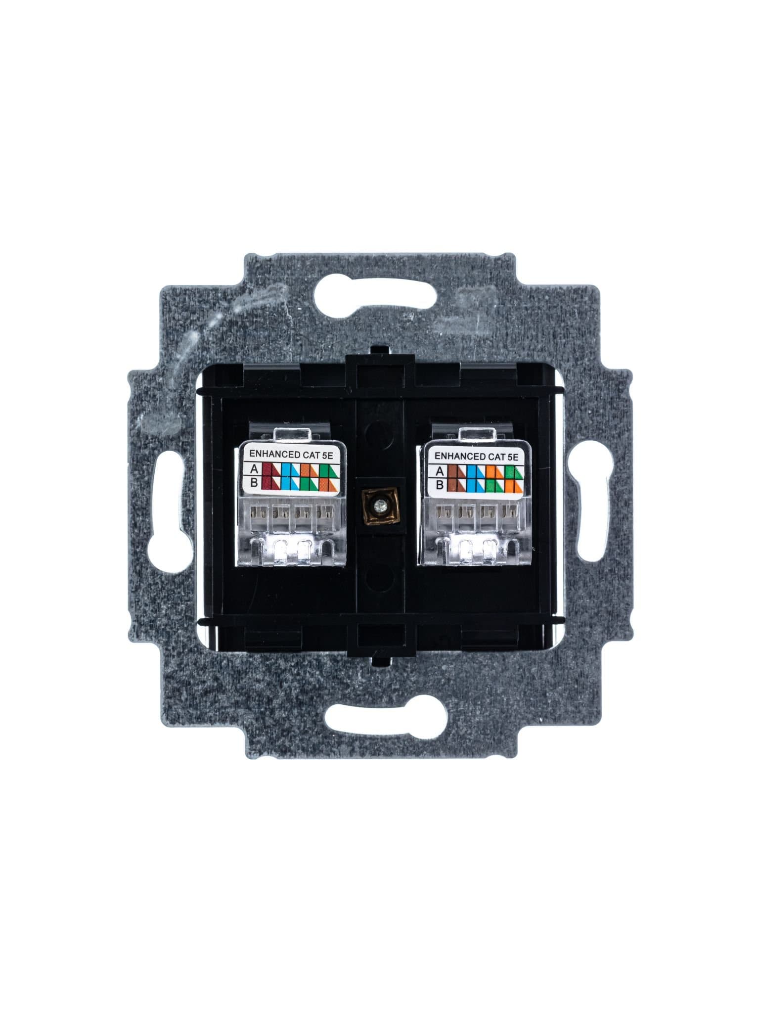 ABB EPJ Levit антрацит / дымчатый чёрный Розетка компьютерная, 2хRJ45 кат,5e, антрацит 2CHH295118A6063 — миниатюра 3