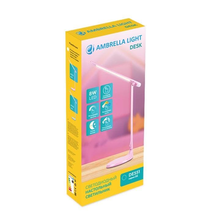 Ambrella Настольная светодиодная лампа с ночником DE551 PI розовый LED 3000-6400K 8W — миниатюра 2