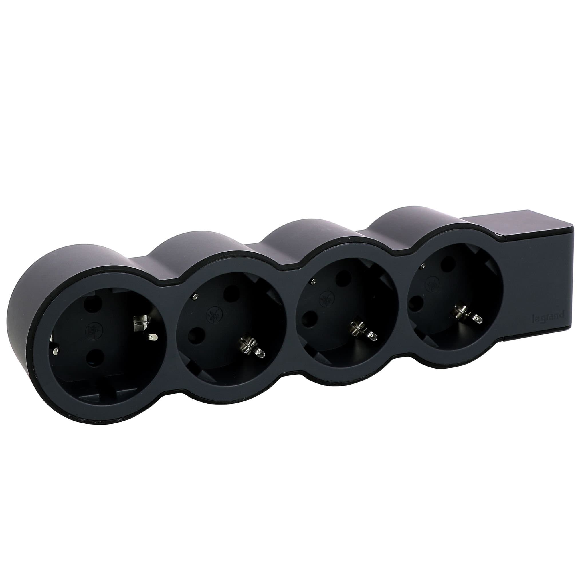 Legrand Revolution Стандарт Черный Удлинитель 4x2К+З, без кабеля 694576 — миниатюра 4