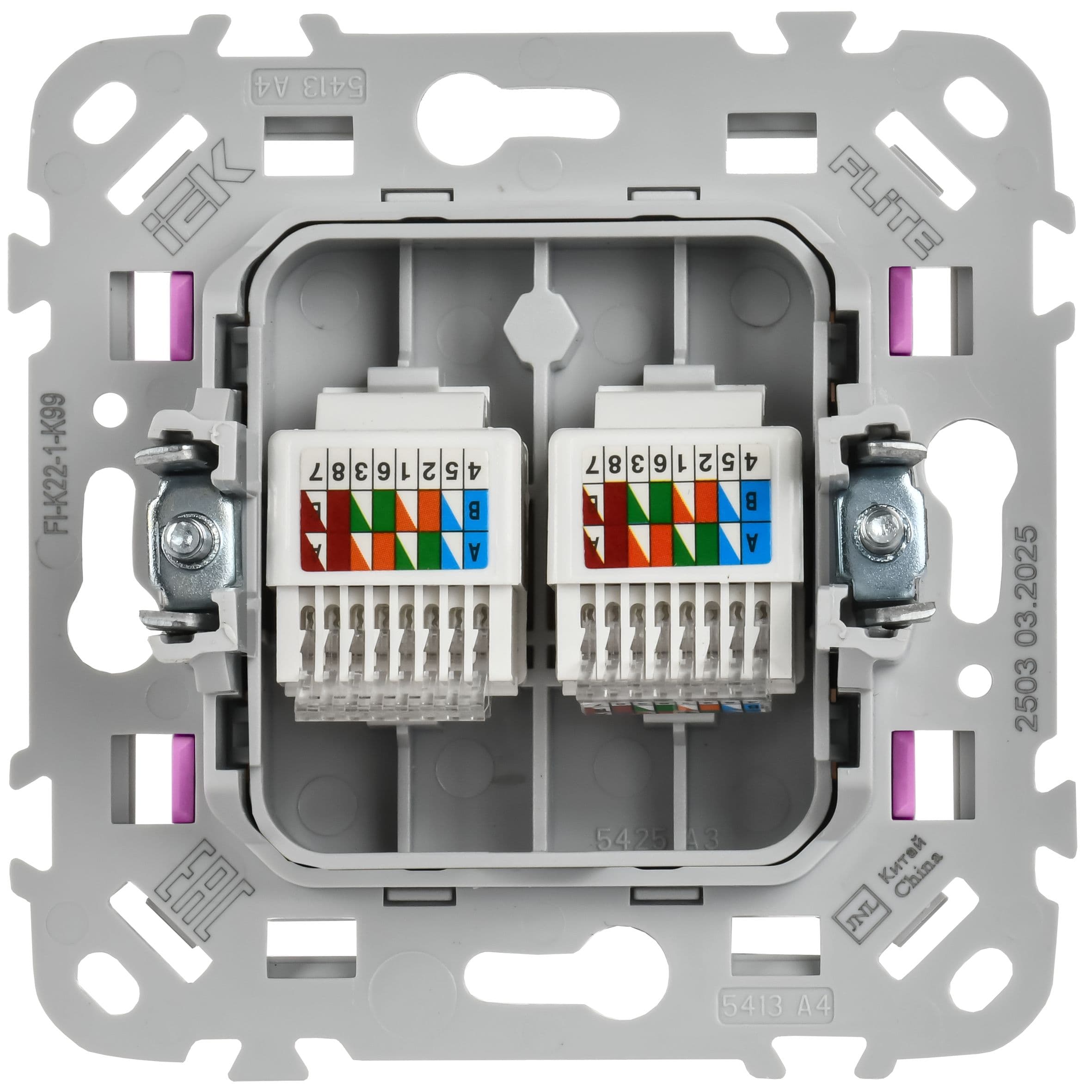 IEK FLITE Пурпурный Розетка 2-местная компьютерная RJ45 категория 5Е UTP — миниатюра 3