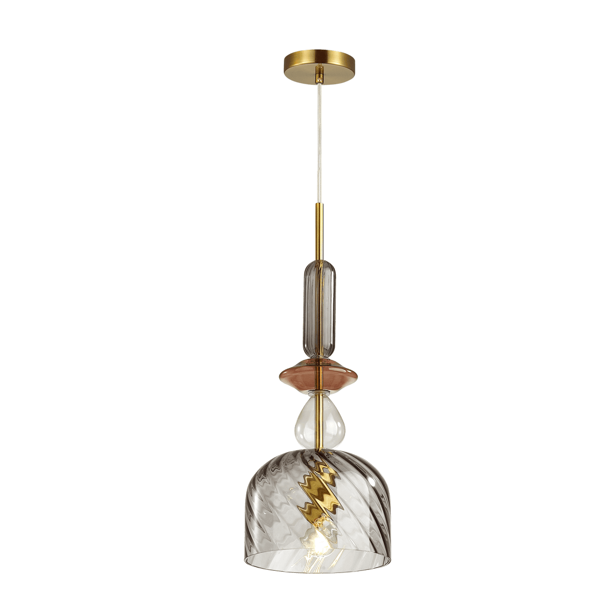 Odeon Light 4647/1 ODL20 370 золотой/коричневый/разноцветный Подвес E27 60W 220V BELLA — миниатюра 2